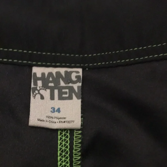 🍎 Hang Ten Black and Green Board Shorts - 34” - Picture 4 of 6